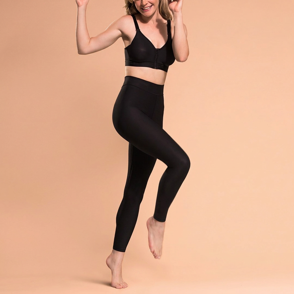 Woman dancing in Marena black compression leggings